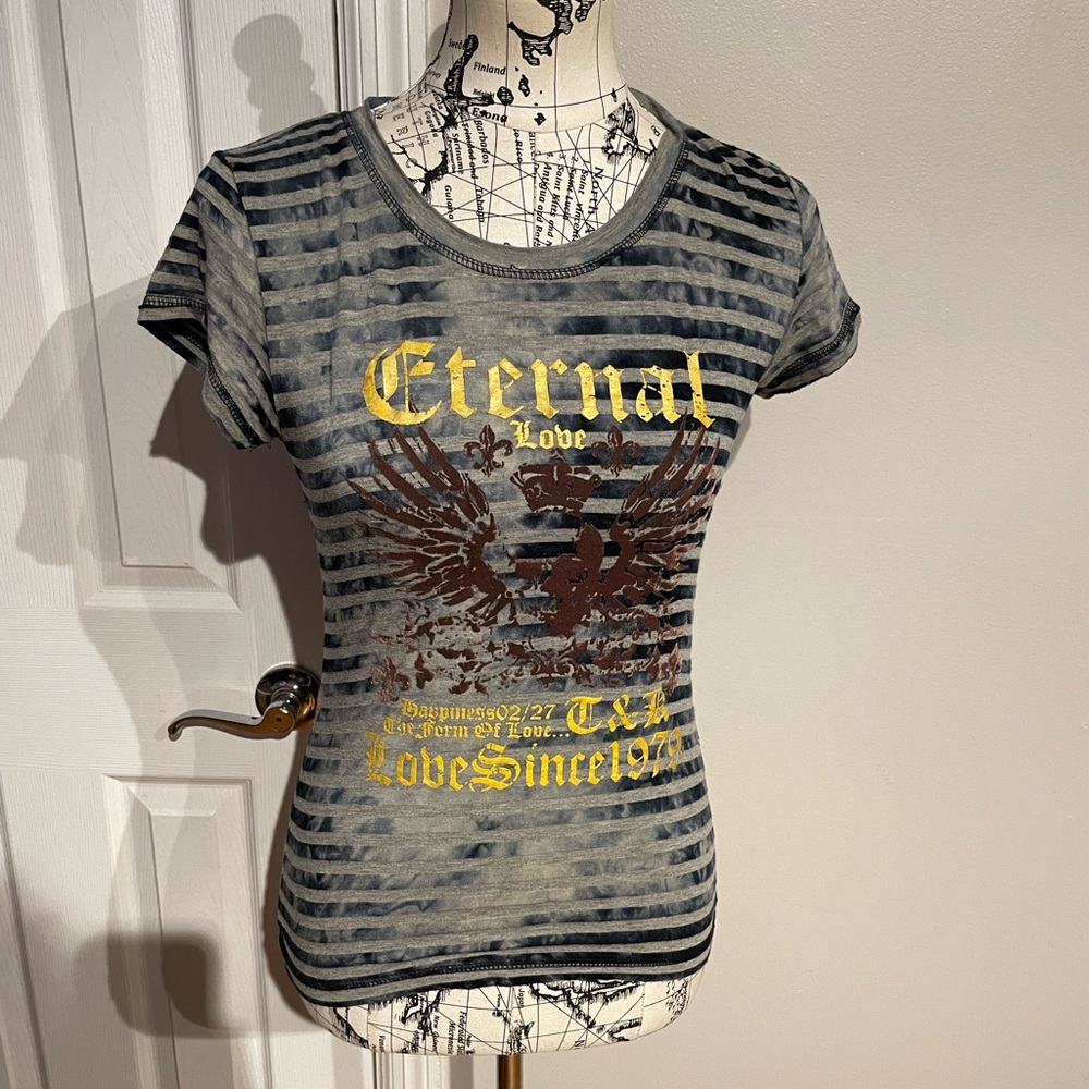 ✈️Vintage Y2k Striped Print Muscle Tee Short Sleeve crew velvet graphic Stripe